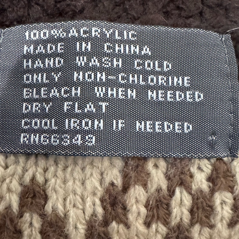 Knit Scarf Brown and Cream Patterned - Picture 2 of 2